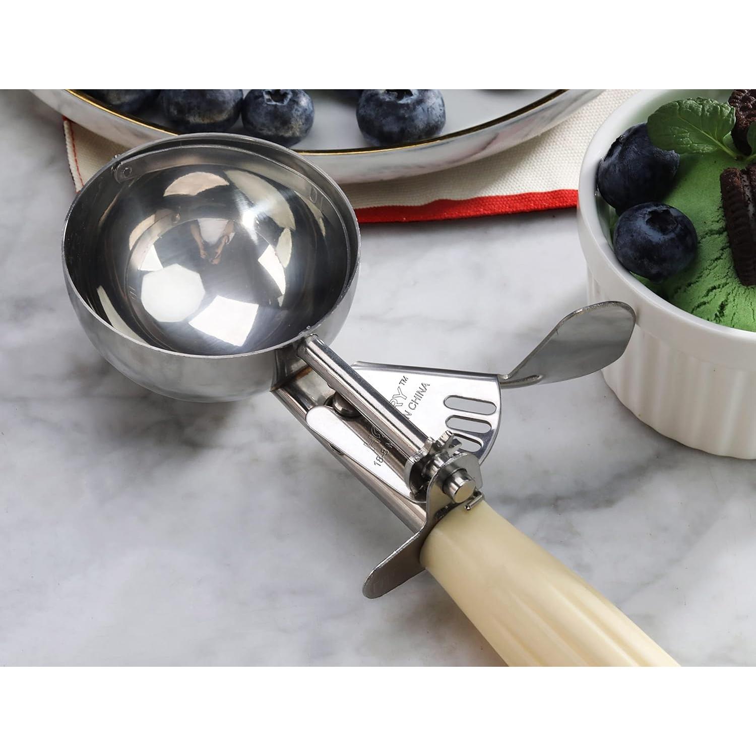 Cucharón de Porciones Ishphso Acero Inoxidable 2oz Mango Azul