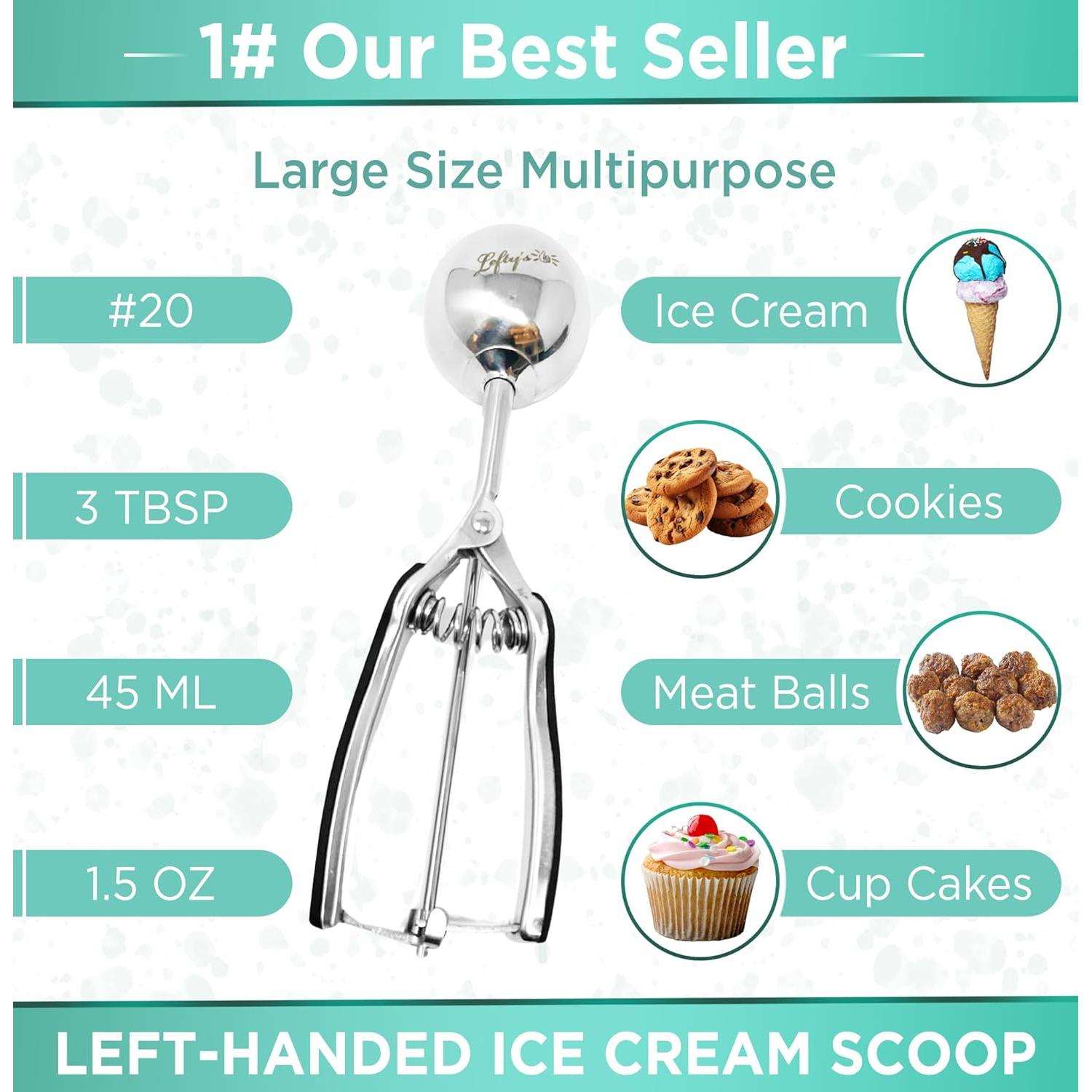 Cucharón de Helado para Zurdos Lefty's #20 1.5 OZ Acero Inoxidable