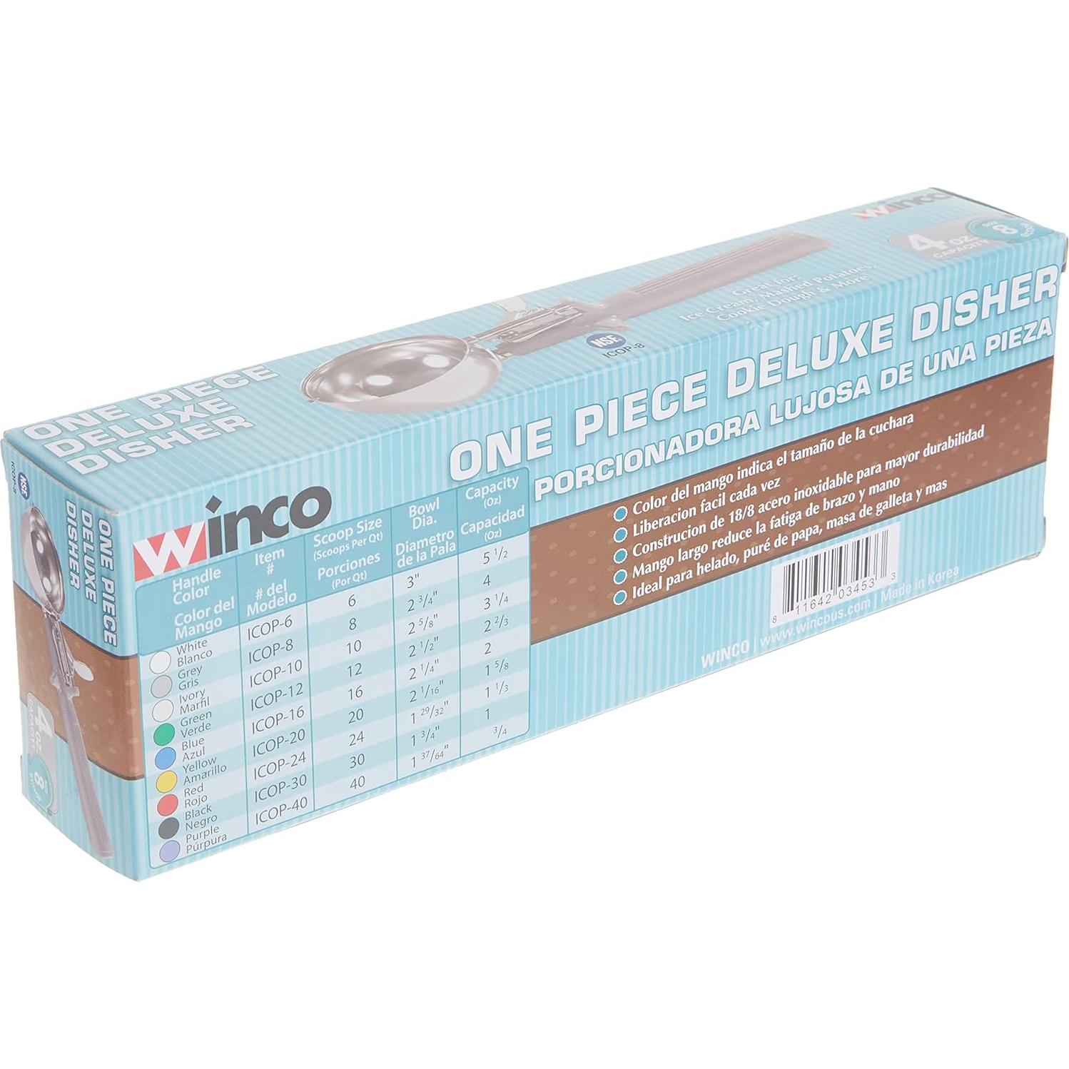 Disher de Helado Winco ICOP-8 4 oz Mango Gris Acero Inoxidable