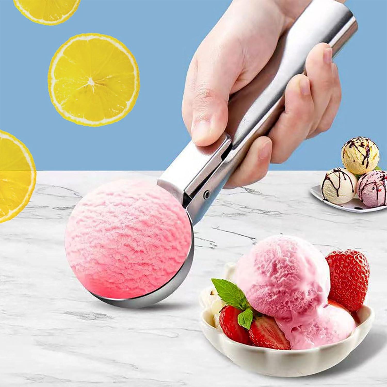 Cucharón de Helado FocusOnHome Acero Inoxidable Grande con Gatillo
