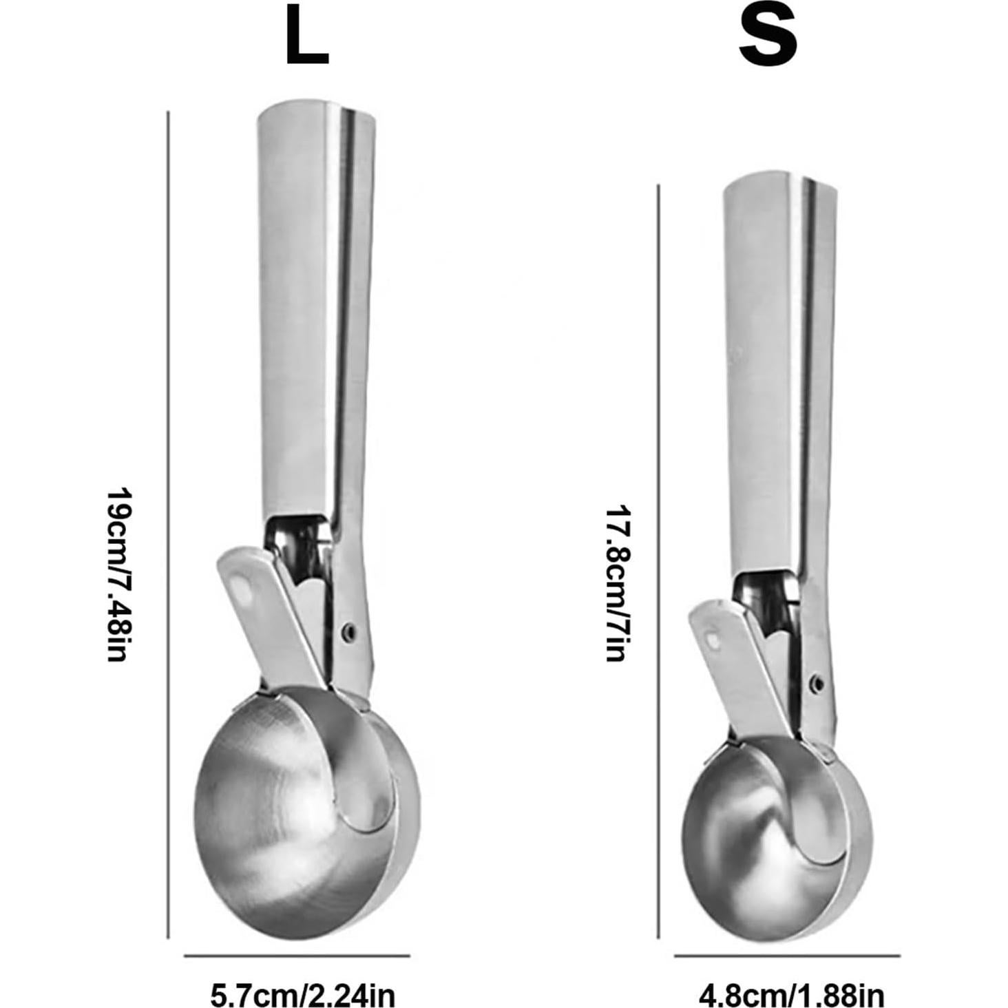 Cucharón de Helado FocusOnHome Acero Inoxidable Grande con Gatillo