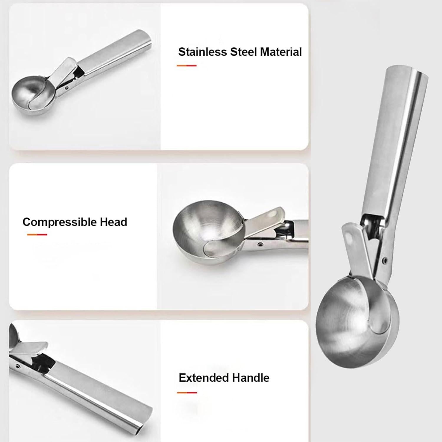 Cucharón de Helado FocusOnHome Acero Inoxidable Grande con Gatillo