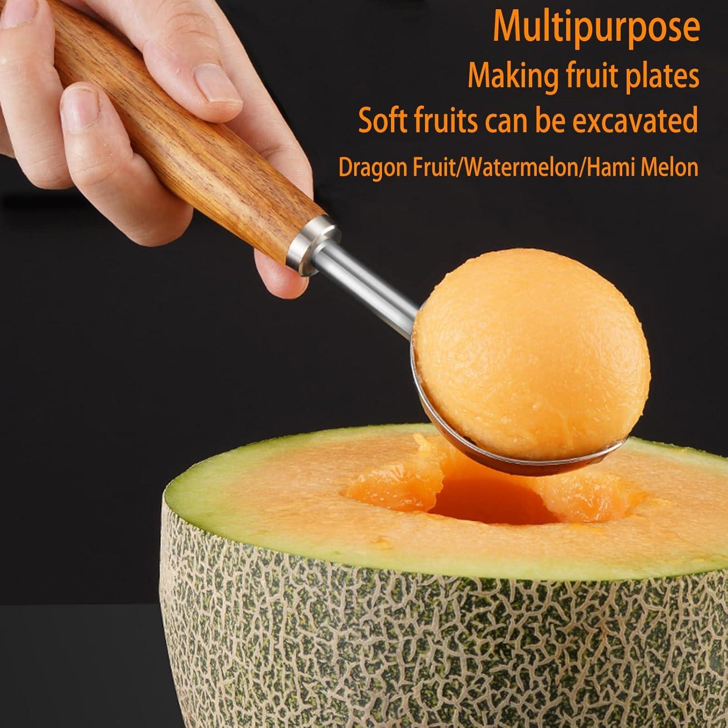 Cucharón de Helado CMMKCNNK de Acero Inoxidable con Mango de Madera