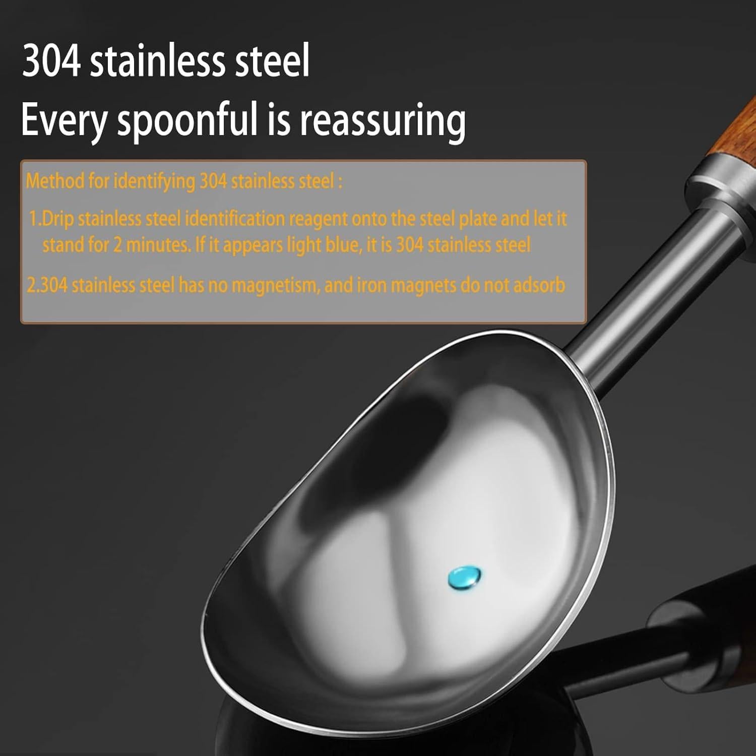 Cucharón de Helado CMMKCNNK de Acero Inoxidable con Mango de Madera