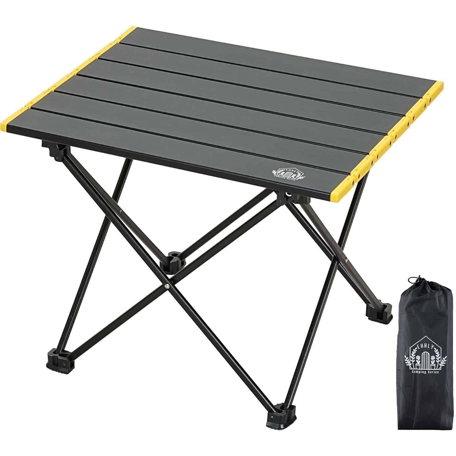 Mesa de Camping Plegable EHHLY Compacta de Aluminio Negra