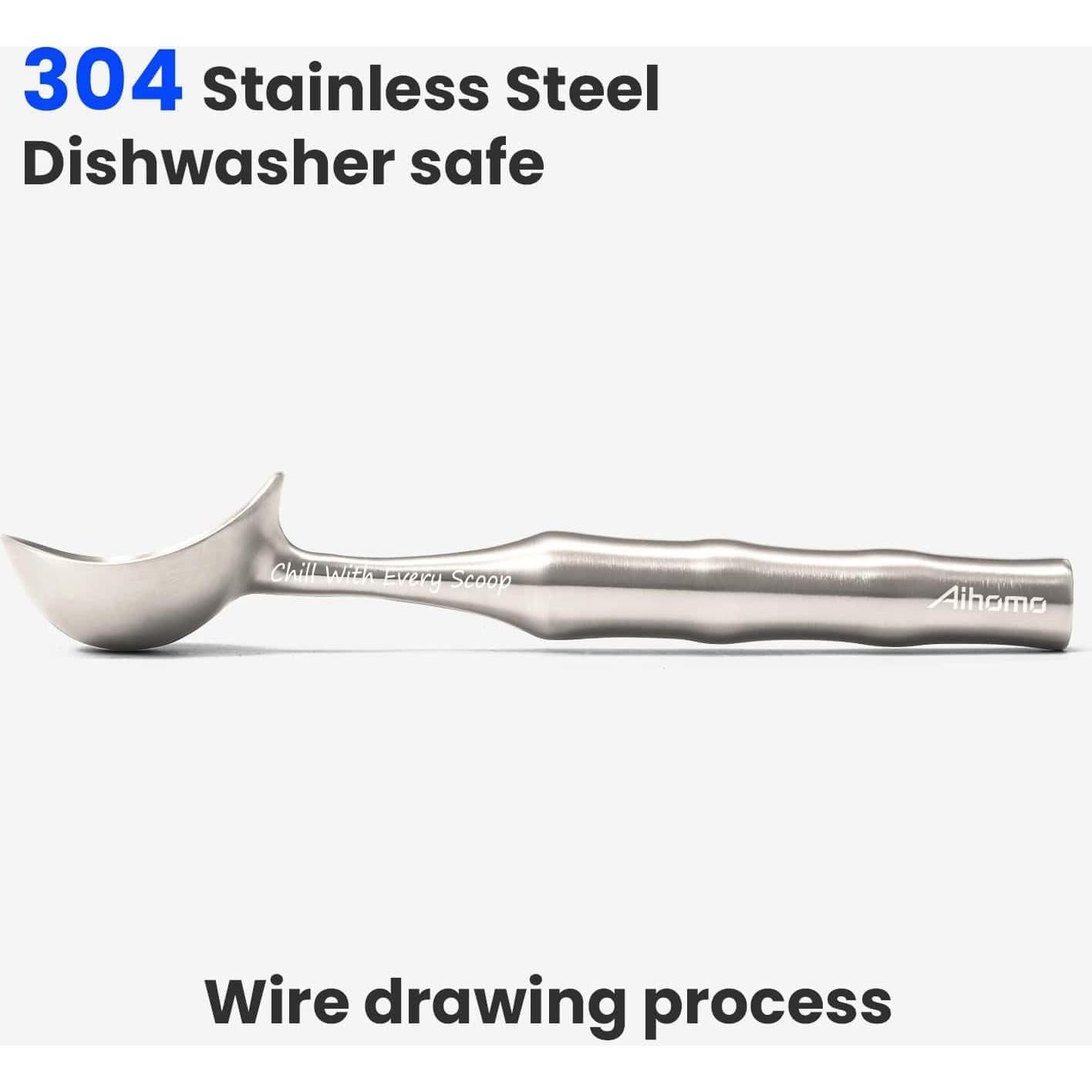 Cucharón de Helado Aihomo Acero Inoxidable 304 Antideslizante