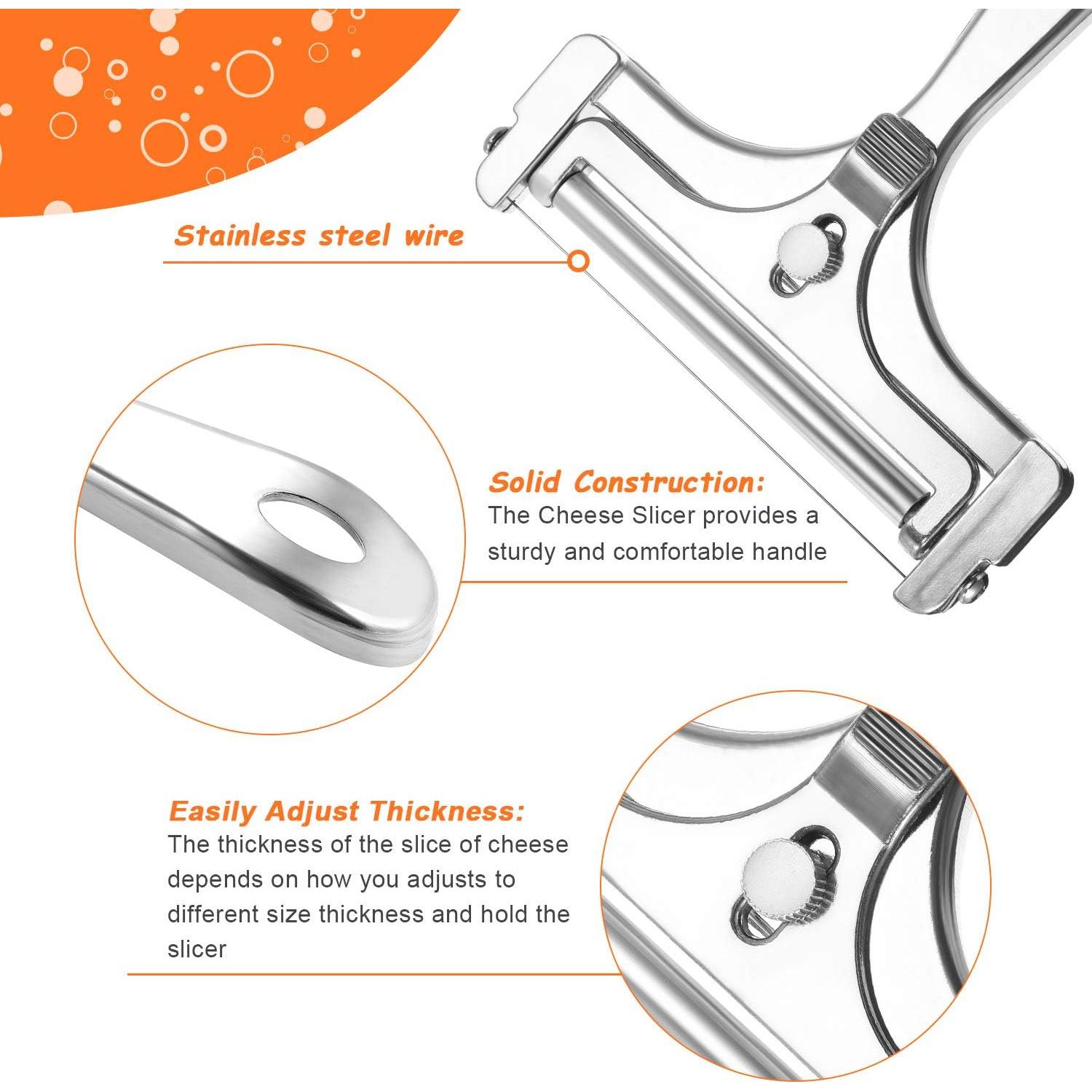 Cortador de Queso Ajustable Boao 2 Piezas Acero Inoxidable