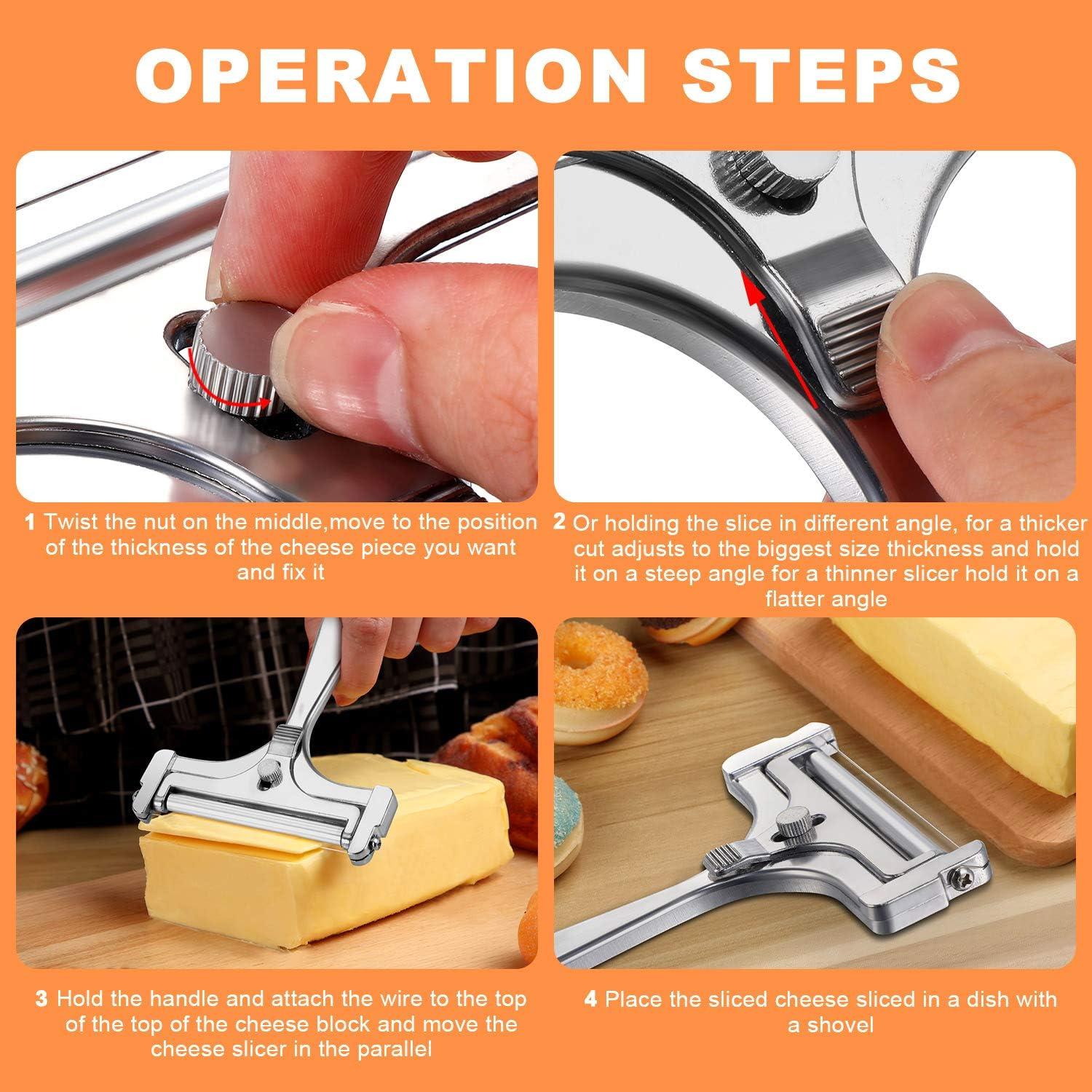 Cortador de Queso Ajustable Boao 2 Piezas Acero Inoxidable