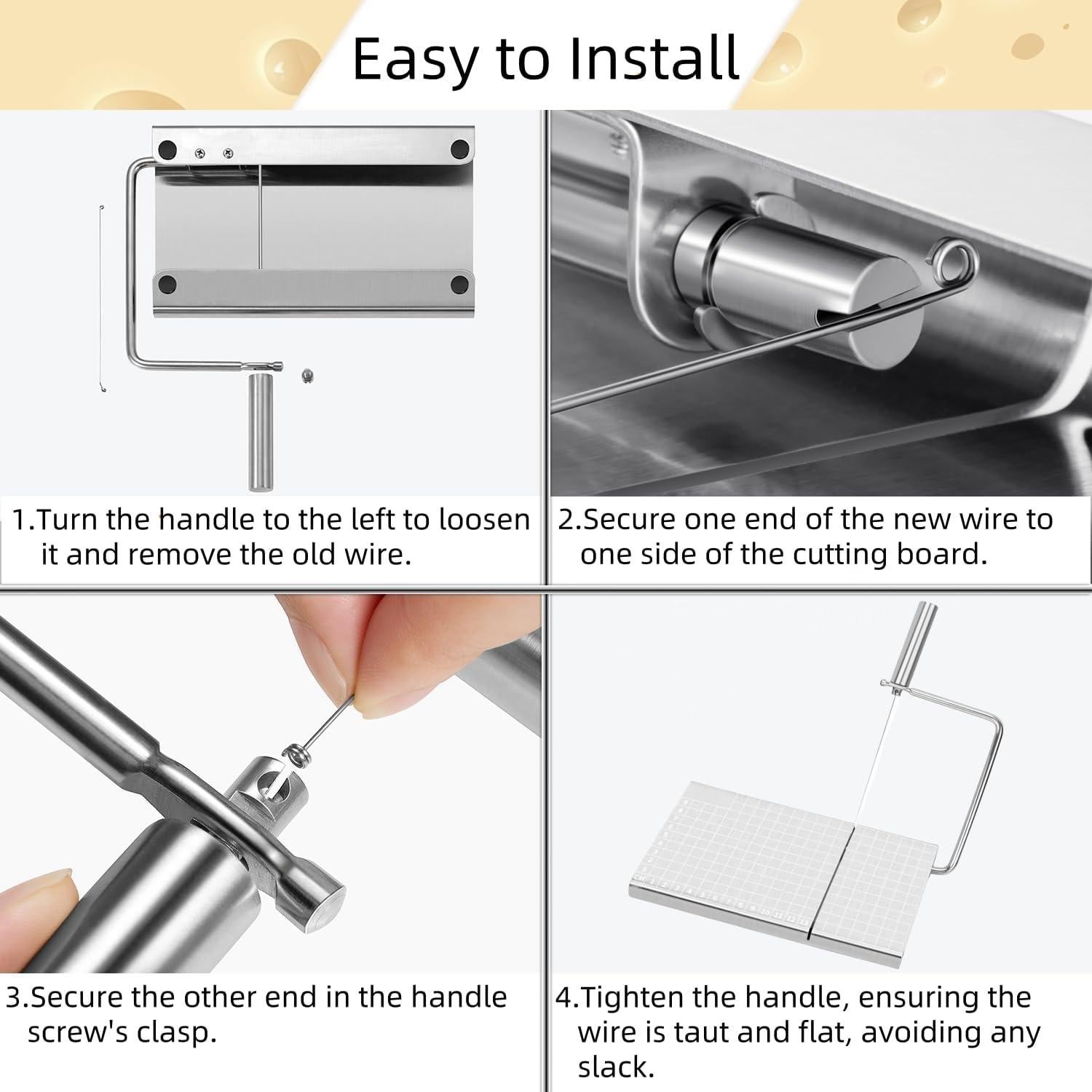 Cortador de Queso Ajustable GETEON con Tabla y 11 Cables