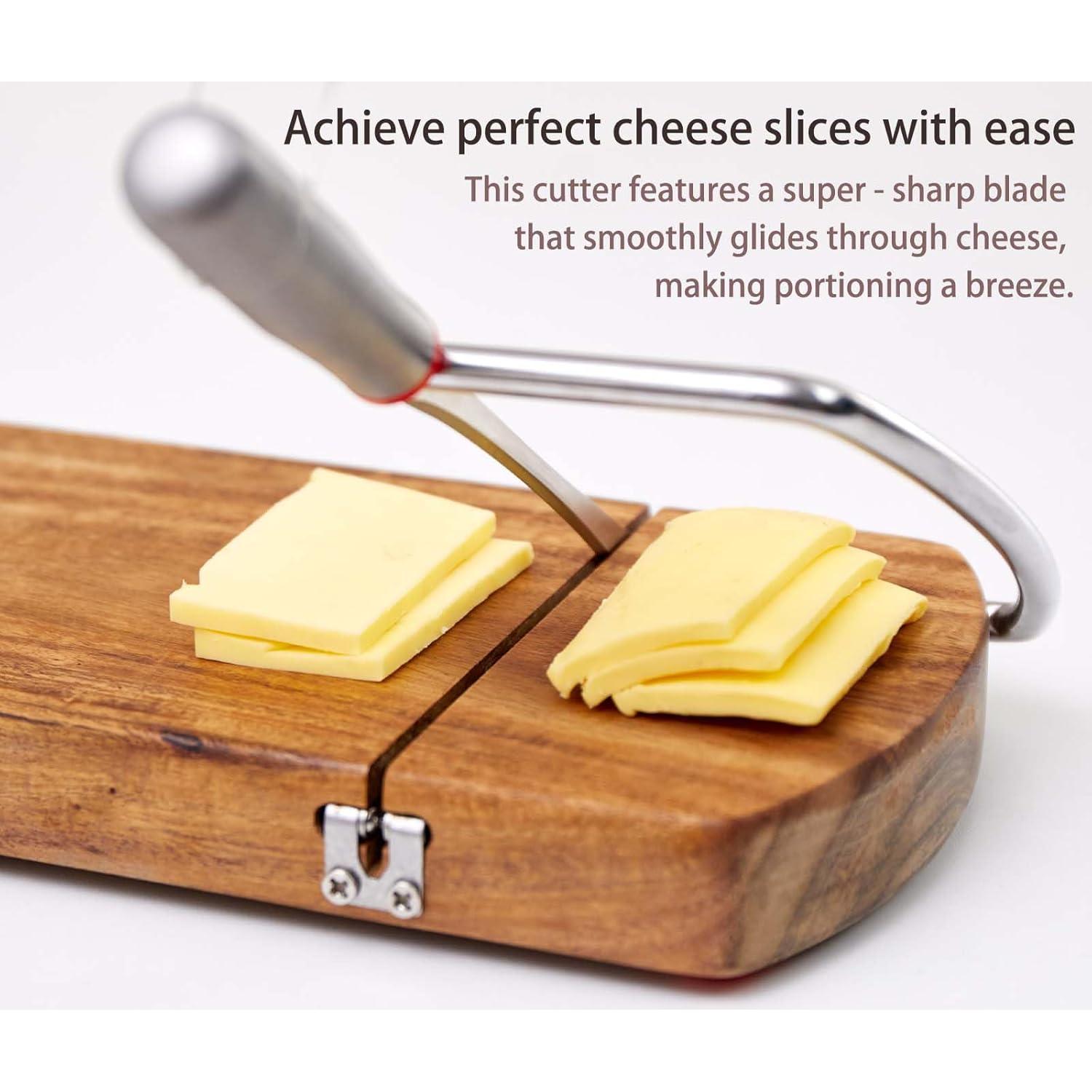 Kit Cortador de Queso ISZW - Tabla Madera Acacia con Cuchilla Inoxidable