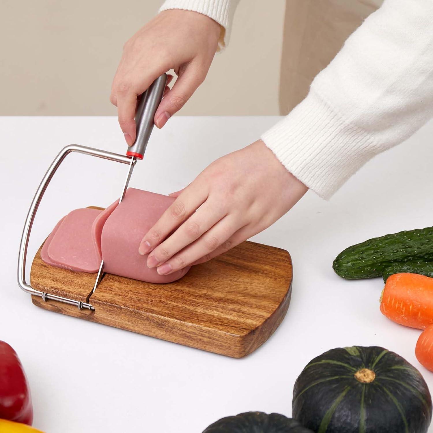 Kit Cortador de Queso ISZW - Tabla Madera Acacia con Cuchilla Inoxidable