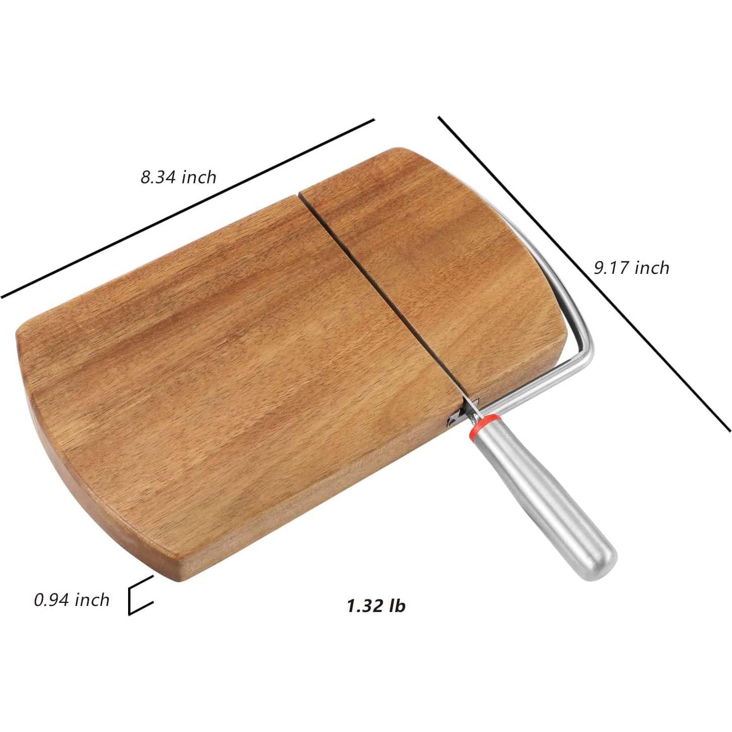 Kit Cortador de Queso ISZW - Tabla Madera Acacia con Cuchilla Inoxidable