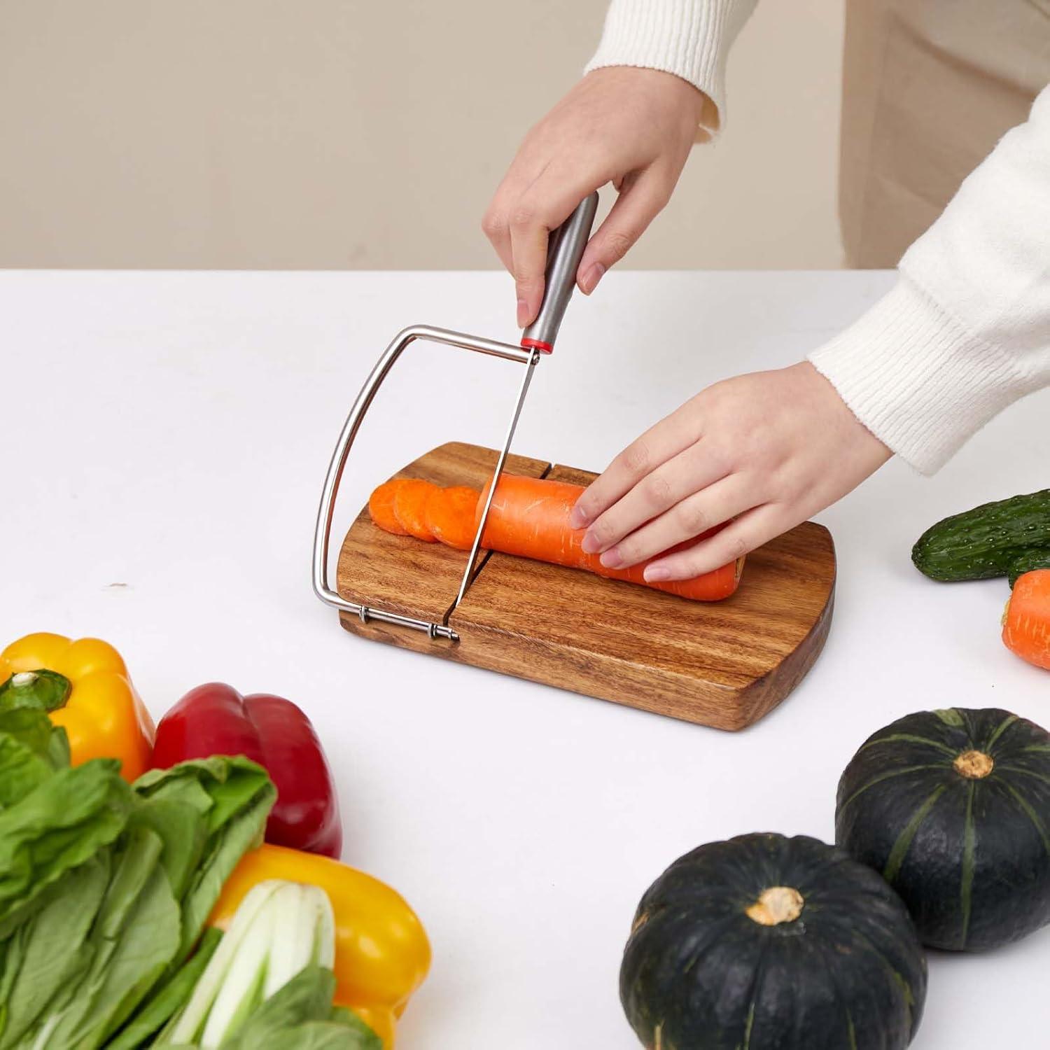 Kit Cortador de Queso ISZW - Tabla Madera Acacia con Cuchilla Inoxidable