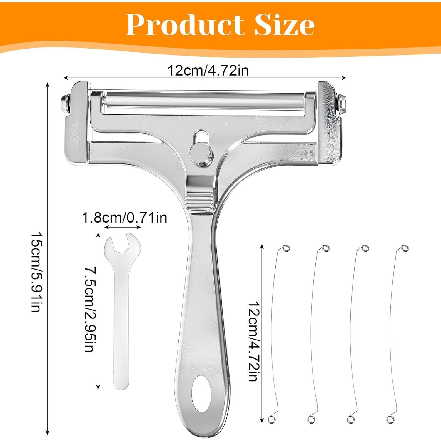 Cortador de Queso Tyqour de Acero Inoxidable con 4 Cables
