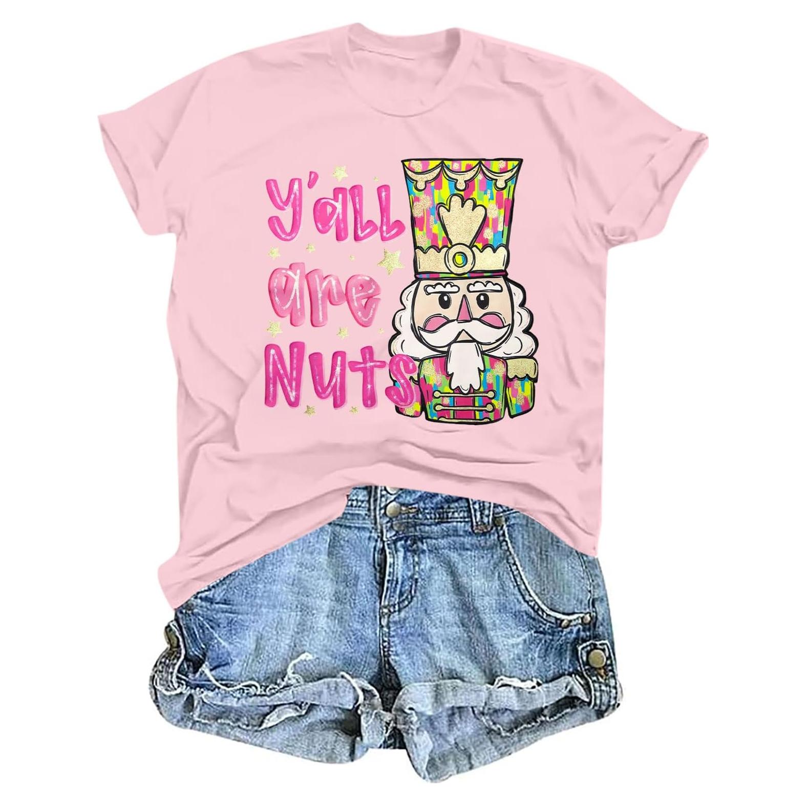 Camiseta Gráfica de Navidad para Mujeres Cascanueces Rosa Talla Grande