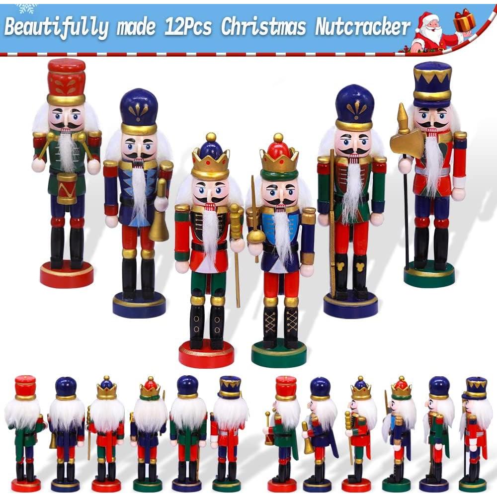 Set de 12 Adornos de Cascanueces de Madera Jolik 13 cm