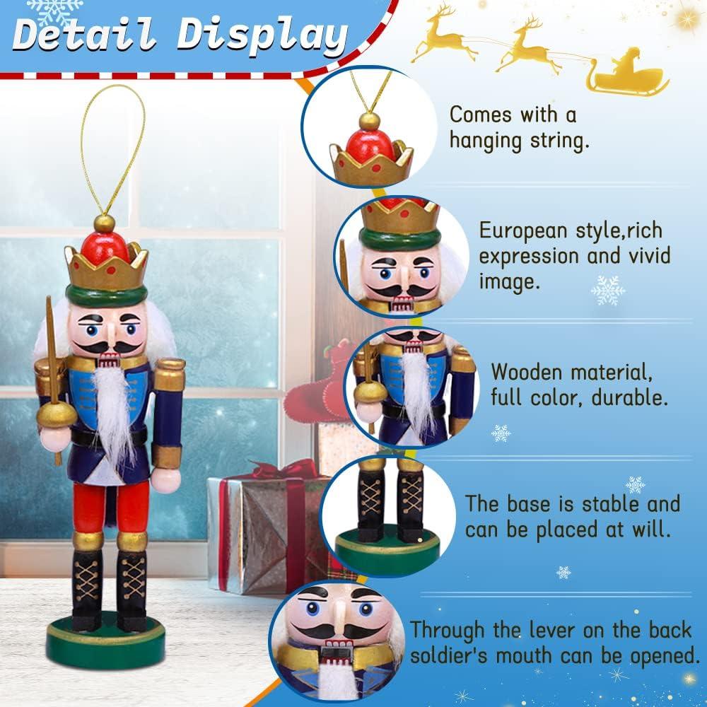 Set de 12 Adornos de Cascanueces de Madera Jolik 13 cm