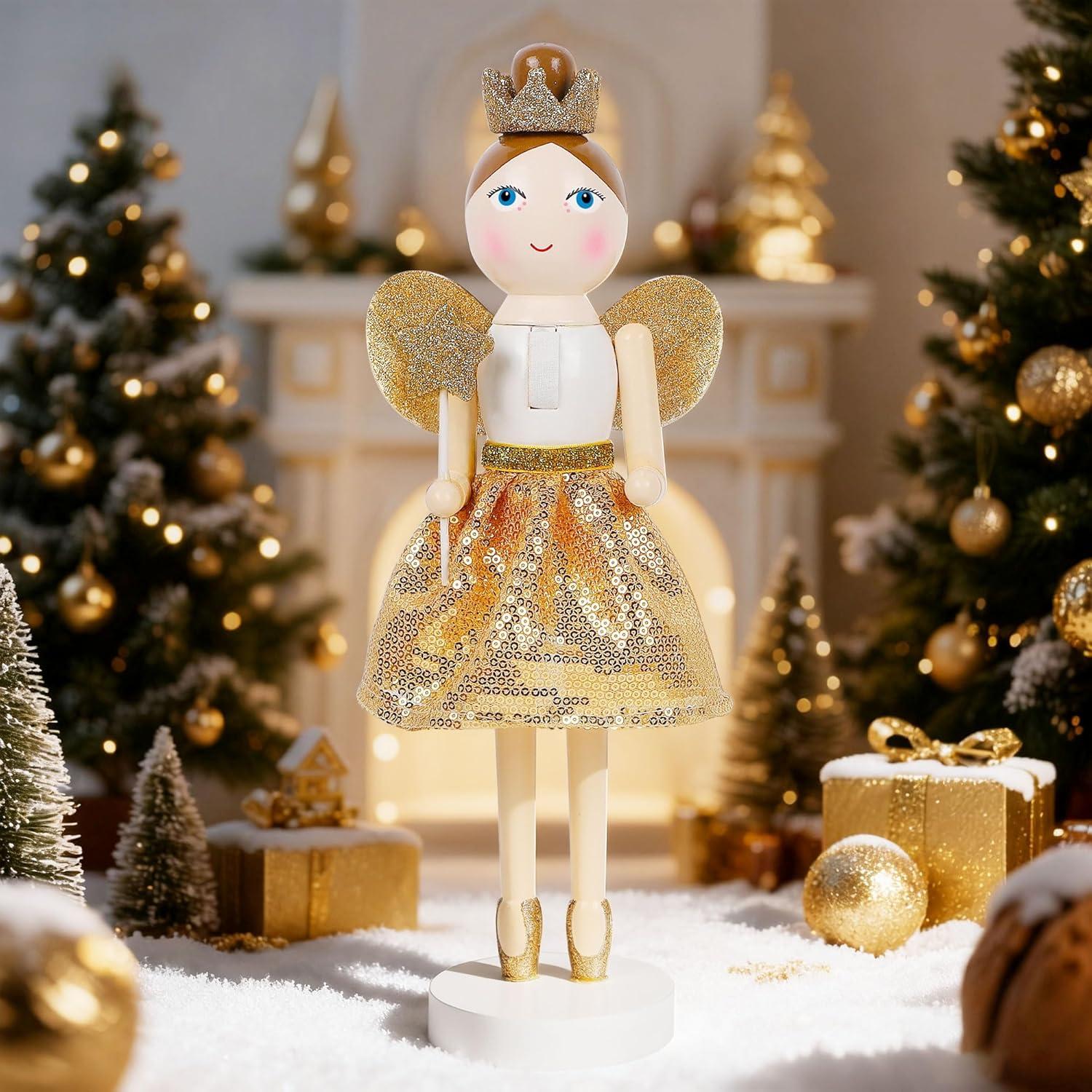 Muñeco de Navidad Joliyoou Hada Dorada 30.48 cm Adorno