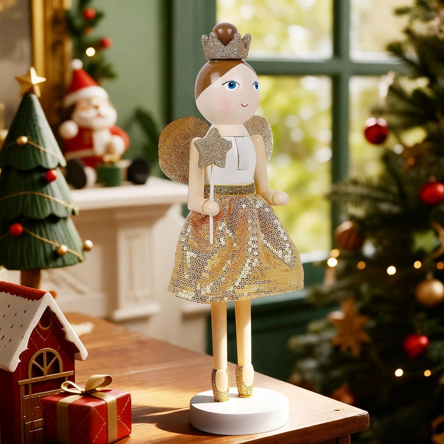 Muñeco de Navidad Joliyoou Hada Dorada 30.48 cm Adorno