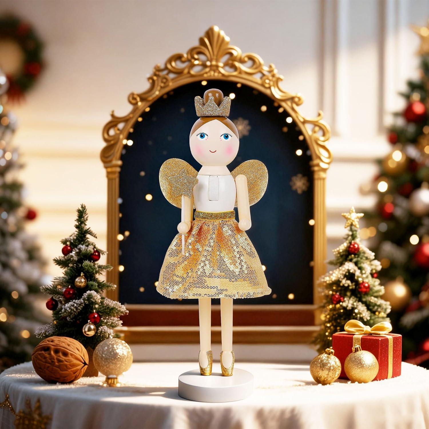 Muñeco de Navidad Joliyoou Hada Dorada 30.48 cm Adorno