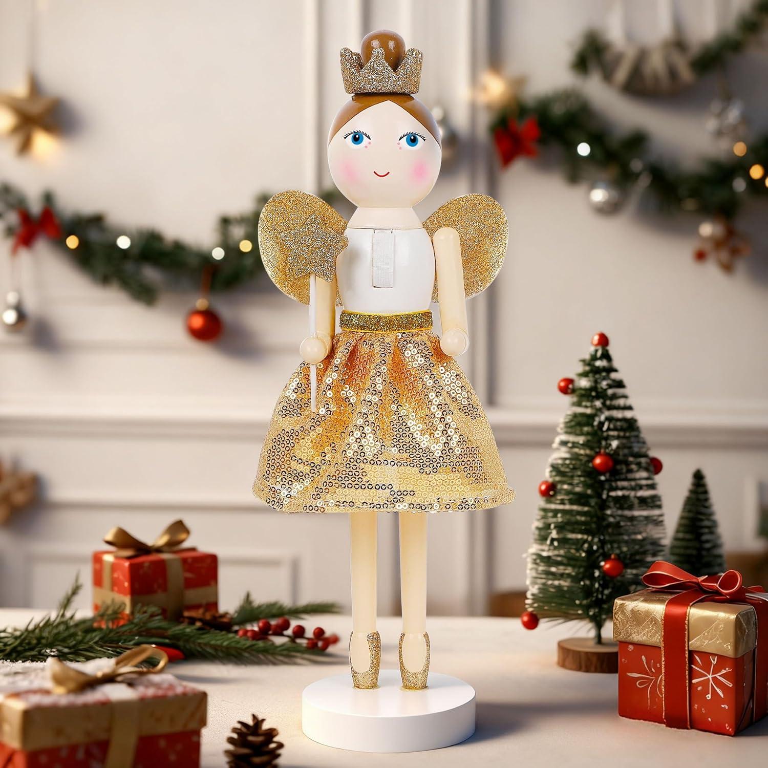 Muñeco de Navidad Joliyoou Hada Dorada 30.48 cm Adorno