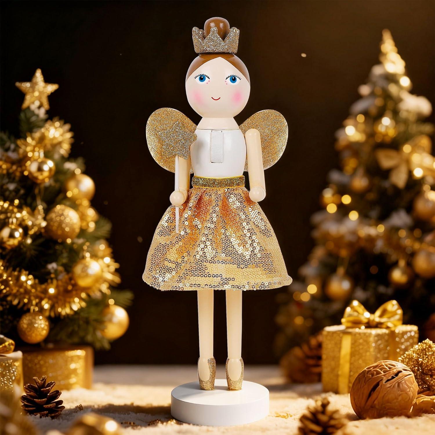 Muñeco de Navidad Joliyoou Hada Dorada 30.48 cm Adorno