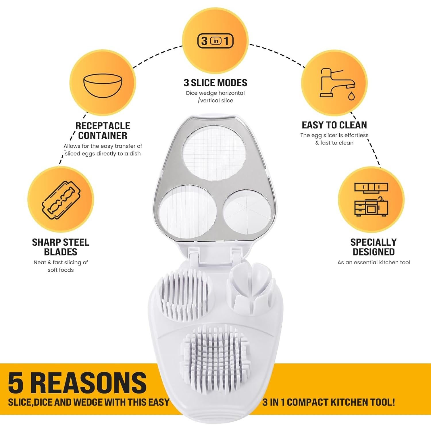 Cortador de Huevos 3 en 1 Nxyznmql - Acero Inoxidable