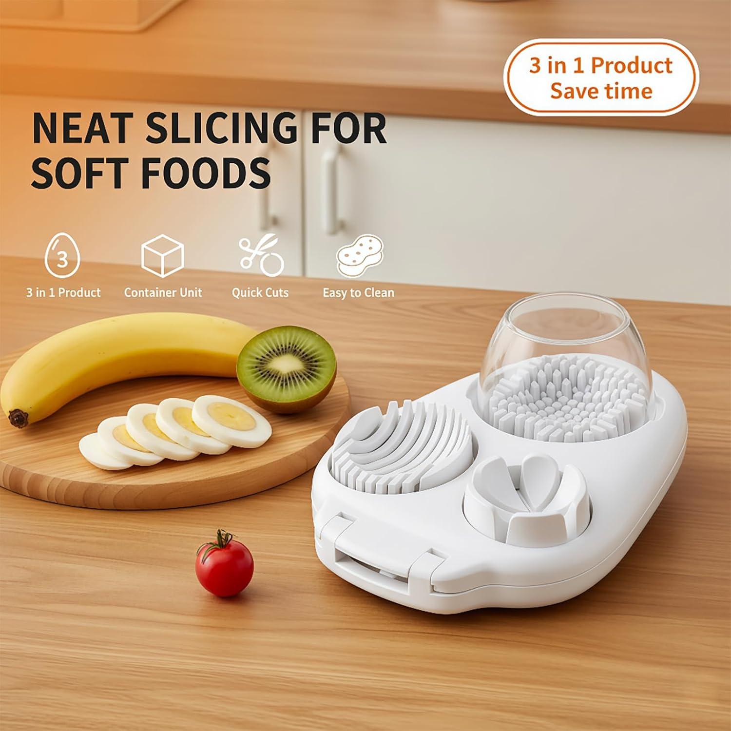 Cortador de Huevos 3-en-1 Genérico - Acero Inoxidable, Blanco