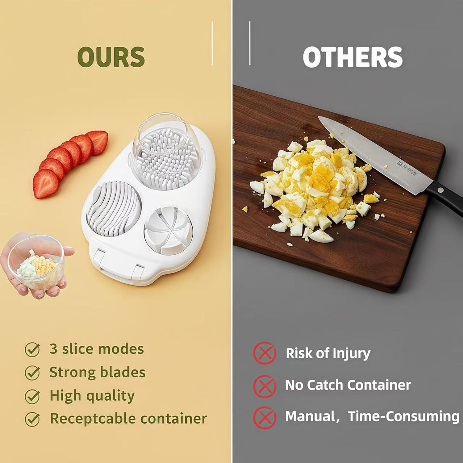 Cortador de Huevos 3-en-1 Genérico - Acero Inoxidable, Blanco