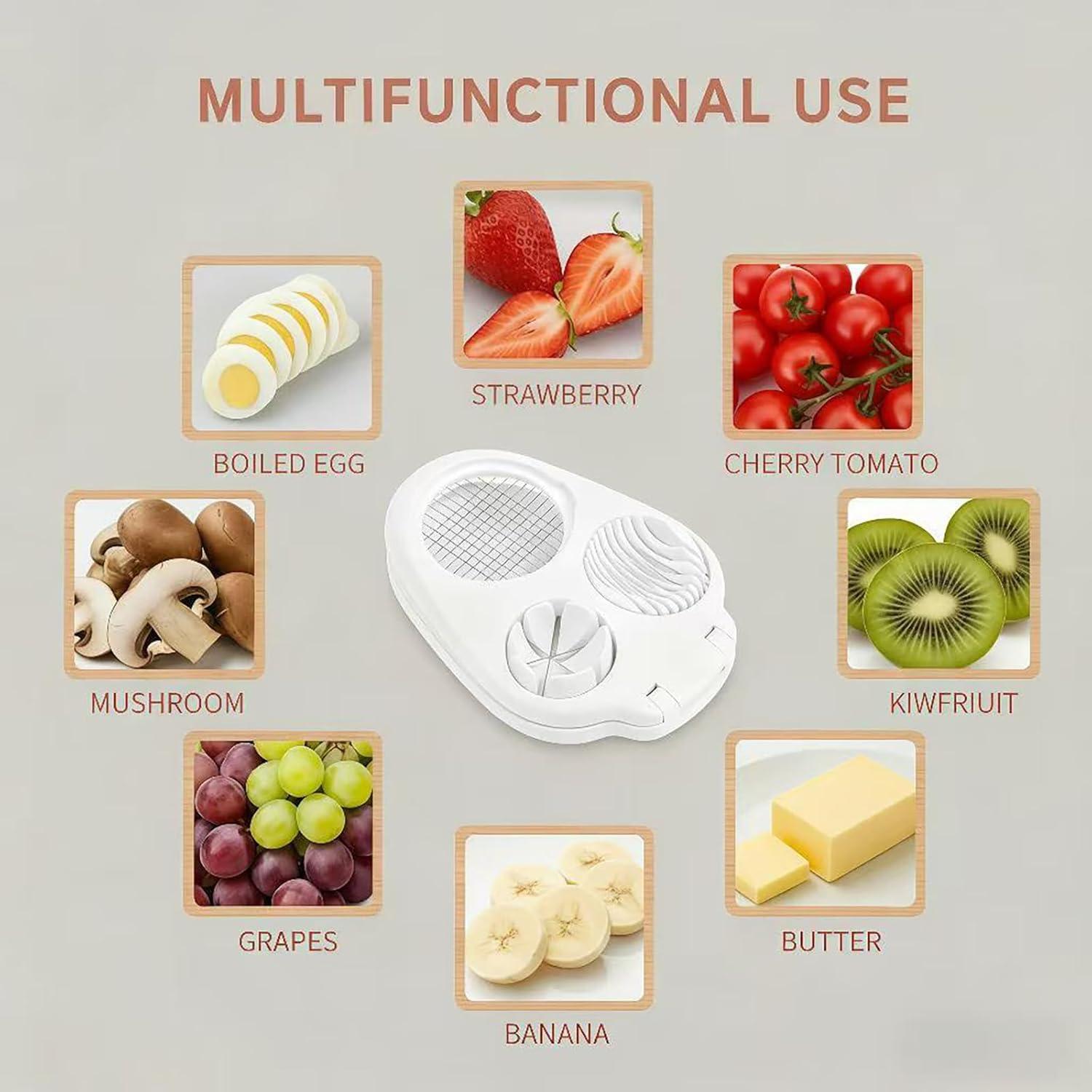 Cortador de Huevos 3-en-1 Genérico - Acero Inoxidable, Blanco