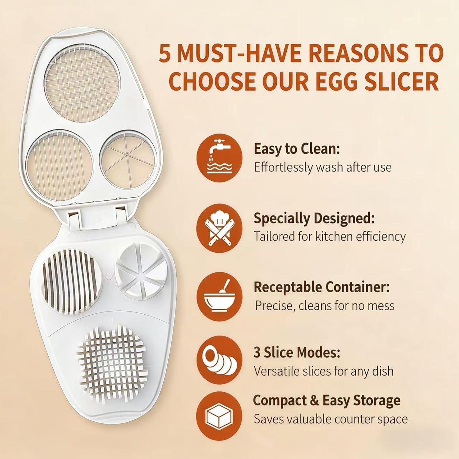 Cortador de Huevos 3-en-1 Genérico - Acero Inoxidable, Blanco