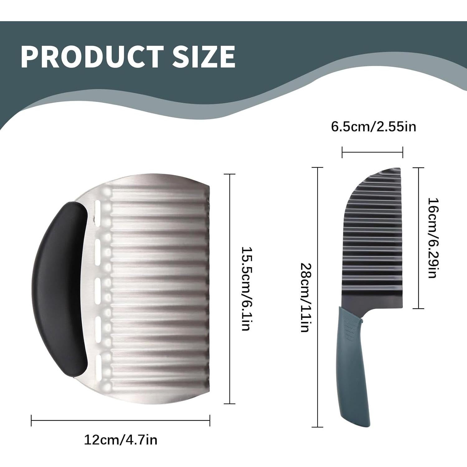 Cuchillo Cortador de Ondas Braxan de Acero Inoxidable 2 Piezas