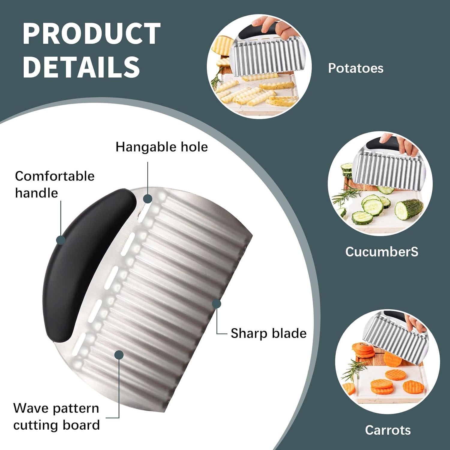 Cuchillo Cortador de Ondas Braxan de Acero Inoxidable 2 Piezas