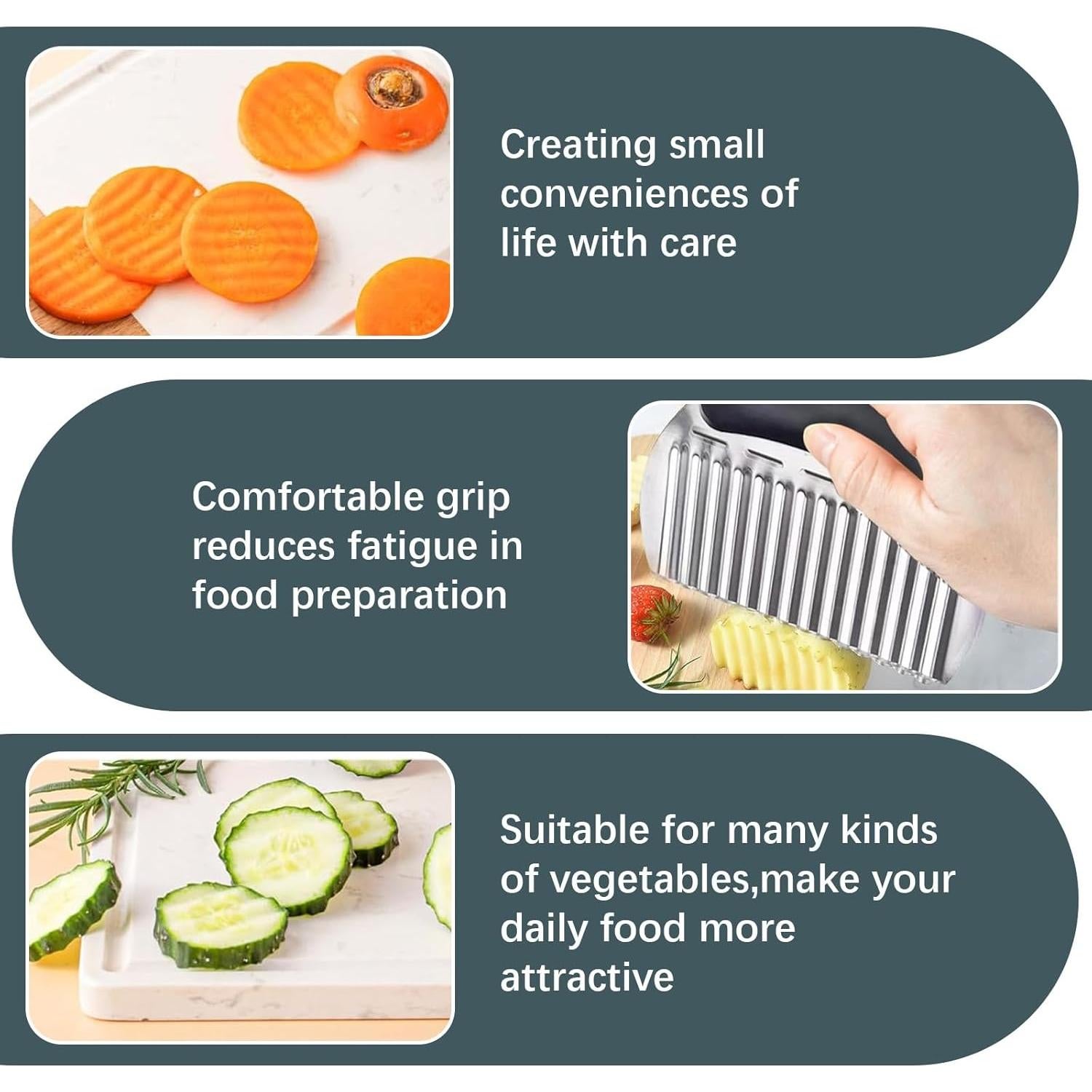 Cuchillo Cortador de Ondas Braxan de Acero Inoxidable 2 Piezas