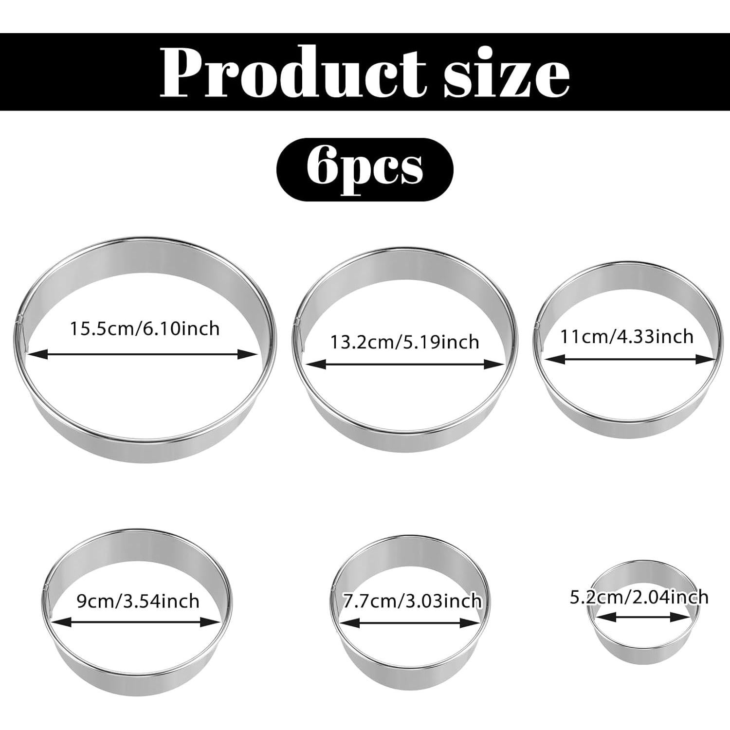 Juego de 6 Cortadores de Galletas Redondos Bruislard 5.2 a 15.5 cm