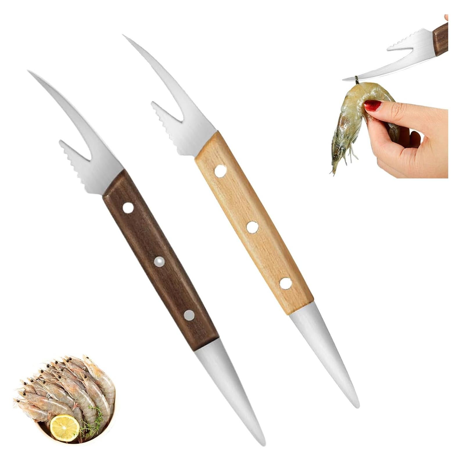 Paquete de 2 cuchillos multifuncionales Wshxjzyay 5 en 1 para camarones