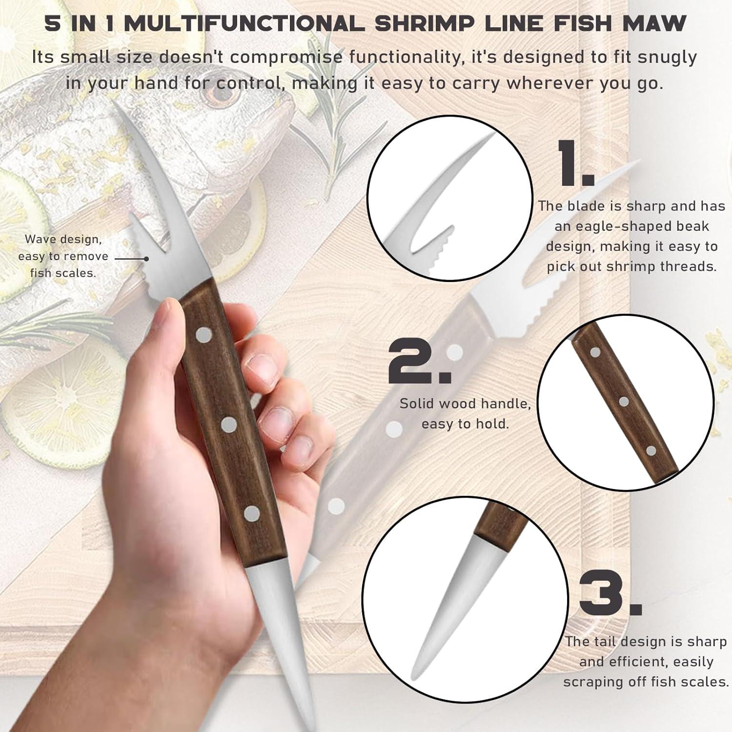 Paquete de 2 cuchillos multifuncionales Wshxjzyay 5 en 1 para camarones