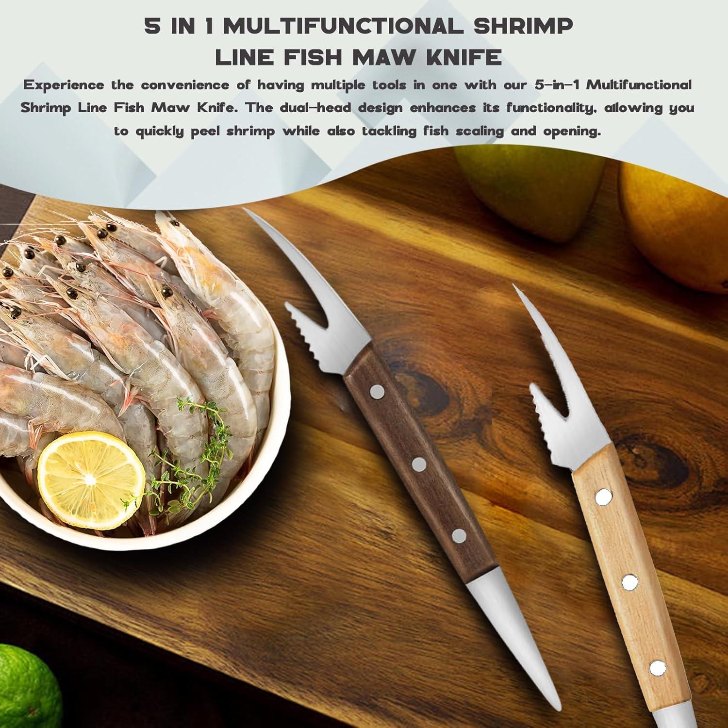 Paquete de 2 cuchillos multifuncionales Wshxjzyay 5 en 1 para camarones