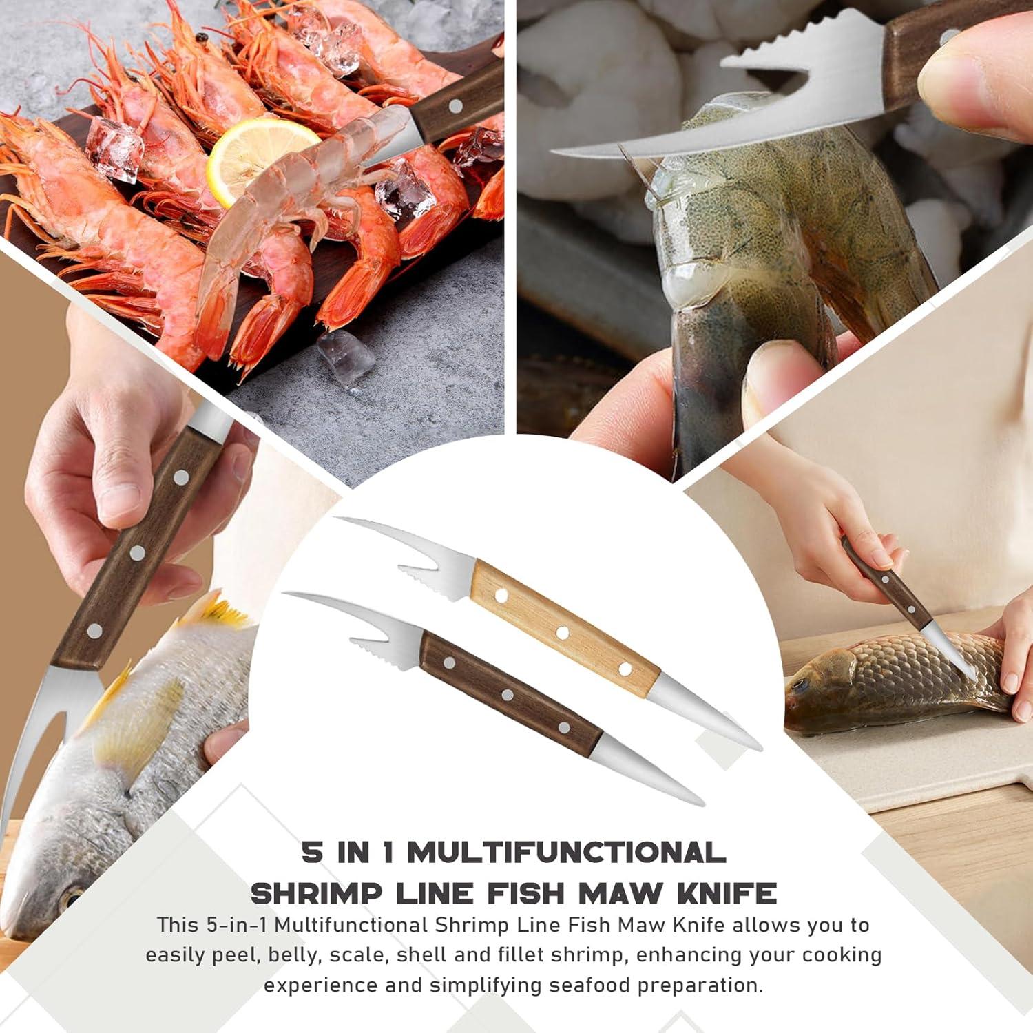 Paquete de 2 cuchillos multifuncionales Wshxjzyay 5 en 1 para camarones