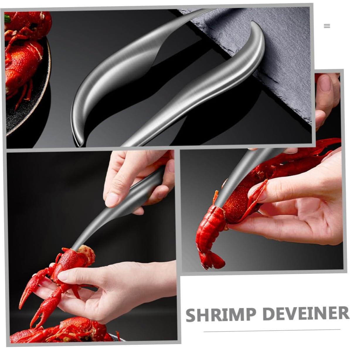 6 Piezas Desvenador de Camarones Acero Inoxidable Ergonómico