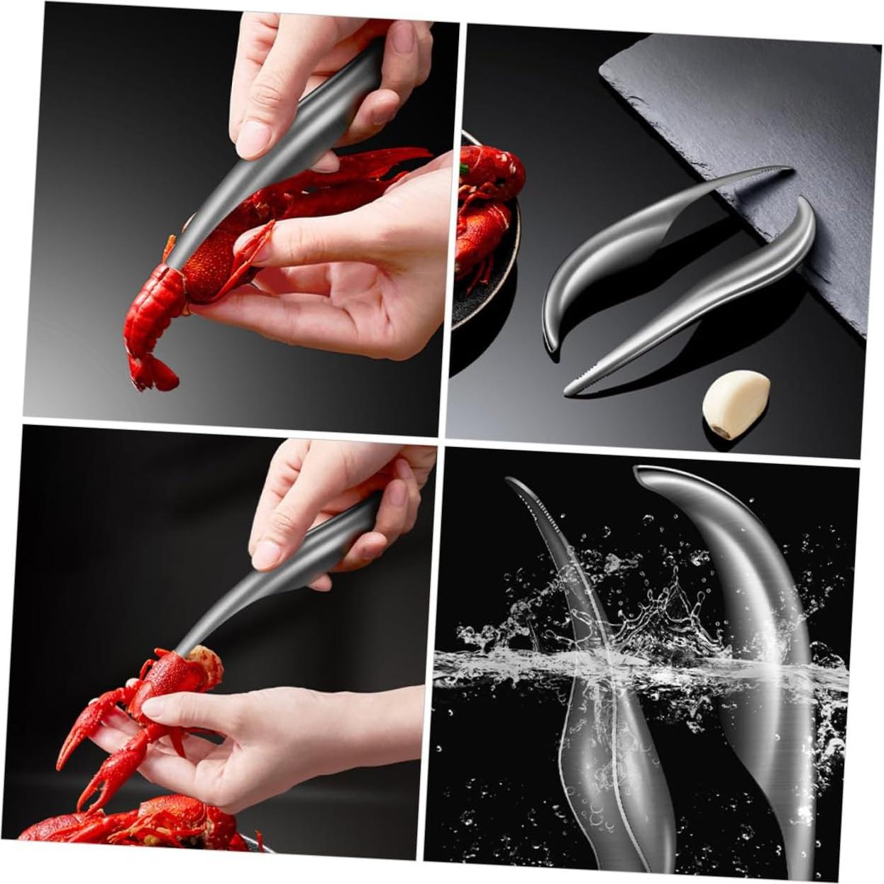 6 Piezas Desvenador de Camarones Acero Inoxidable Ergonómico