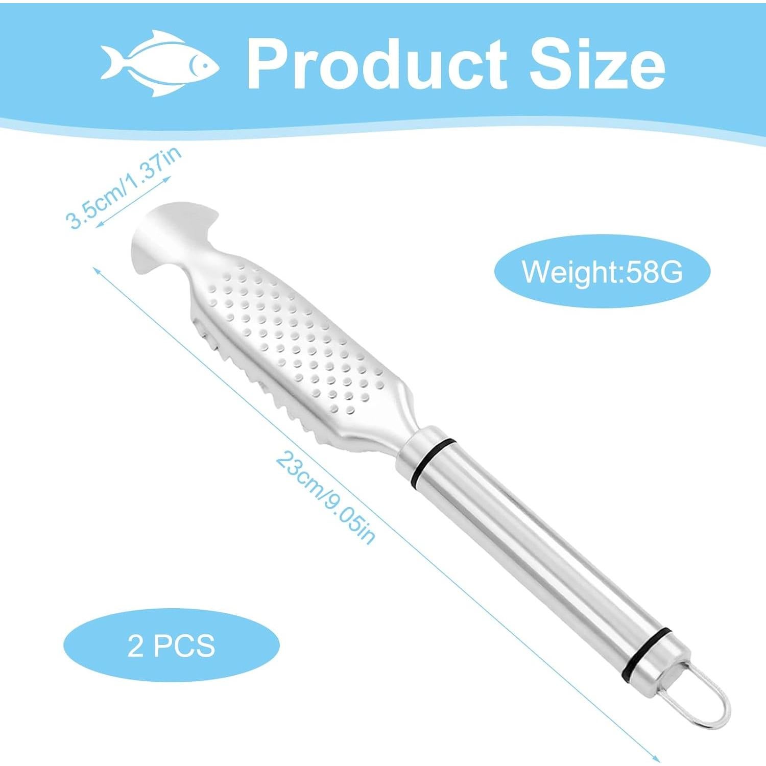 Removedor de Escamas de Pescado KURTOPLLY Acero Inoxidable 2 Piezas