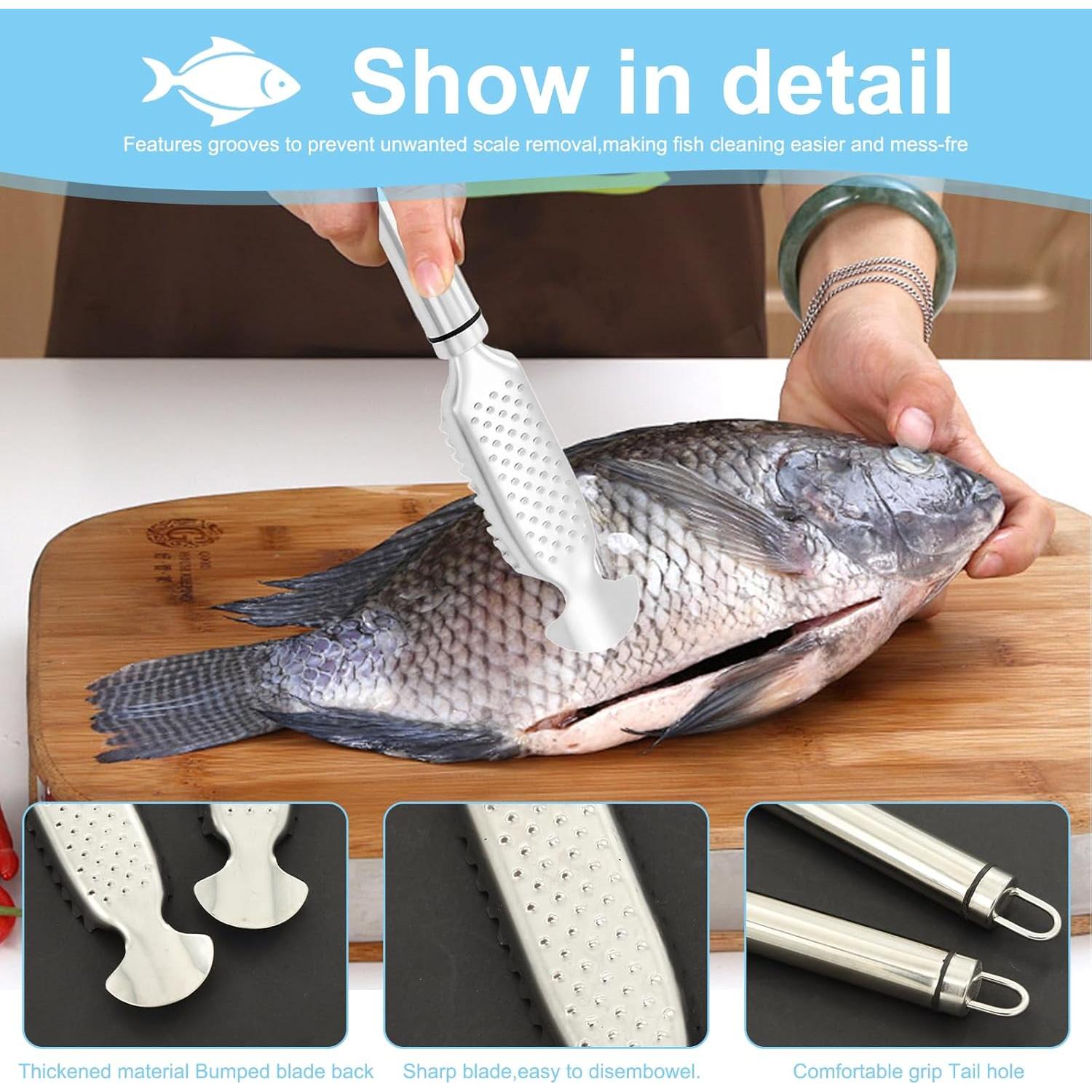 Removedor de Escamas de Pescado KURTOPLLY Acero Inoxidable 2 Piezas
