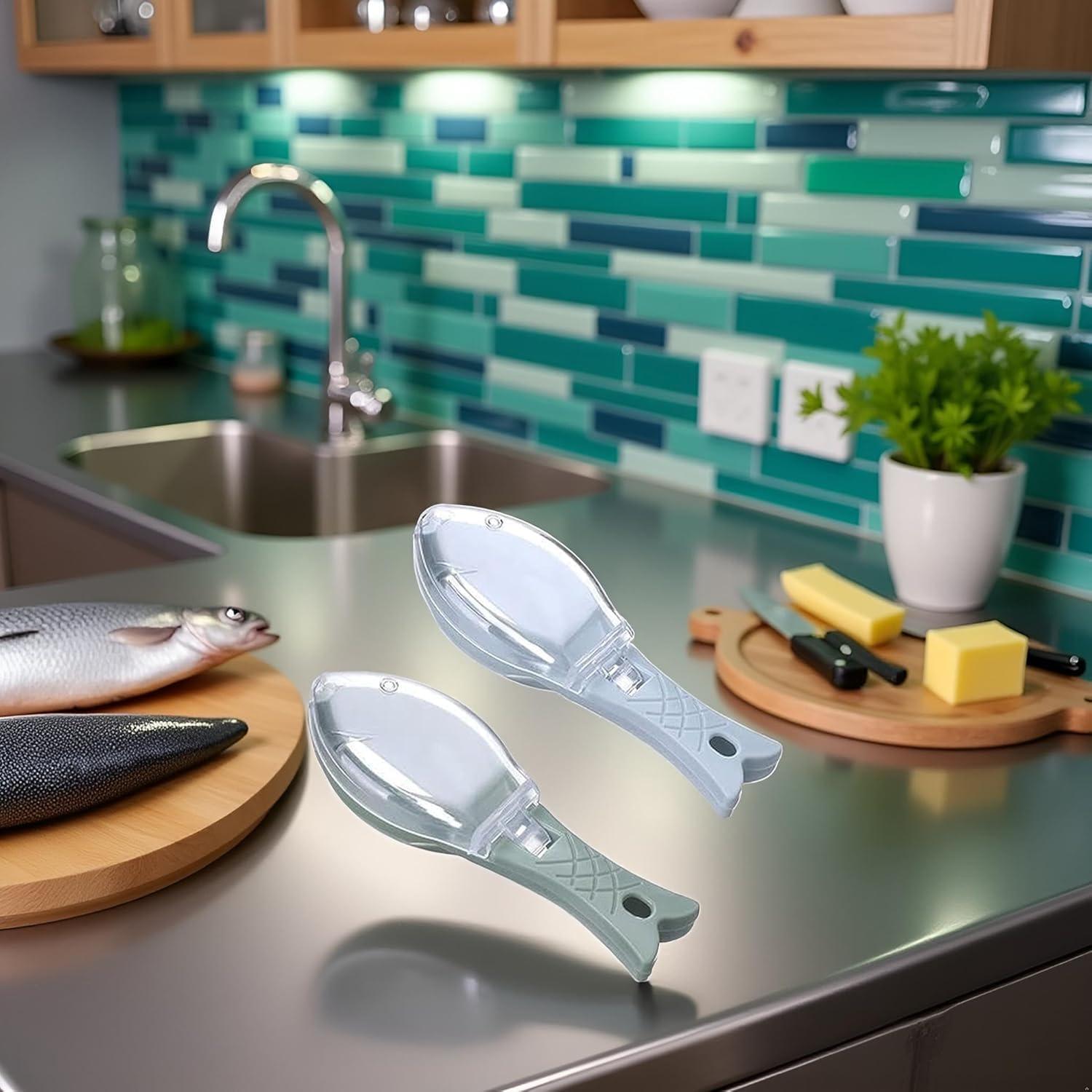 Set 2 Removedores de Escamas de Pescado Tnyvm Azul Verde