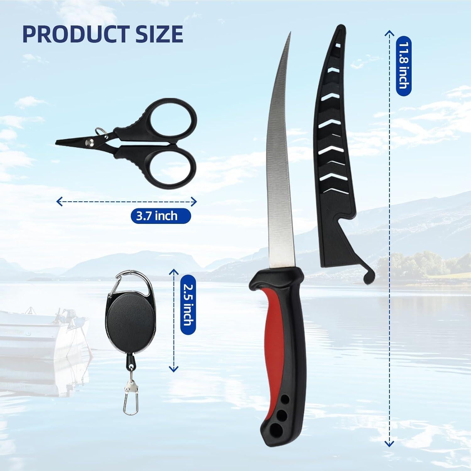 Kit de Pesca Profesional RAWILL 7 Piezas con Báscula y Cuchillo