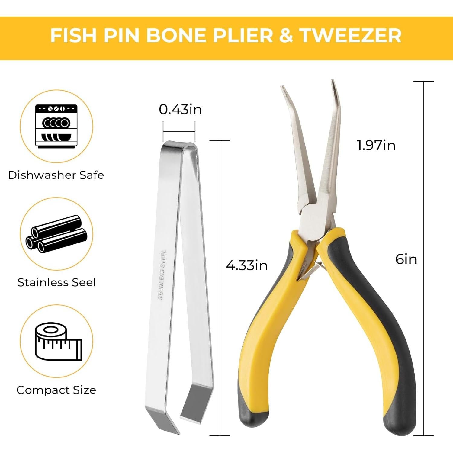 Kit de Pinzas para Espinas de Pescado THAMIAO 15.24 cm Acero Inoxidable