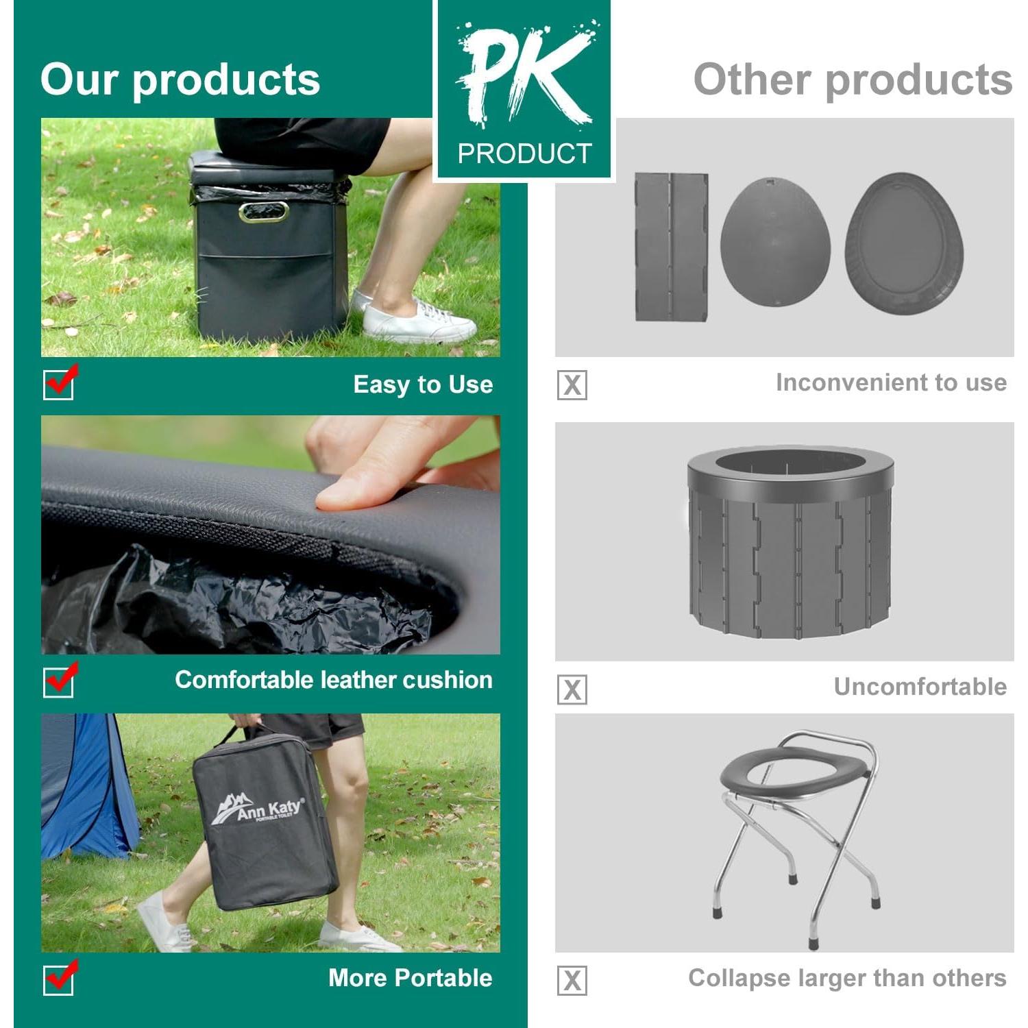 Inodoro Portátil Ann Katy XL Plegable para Camping