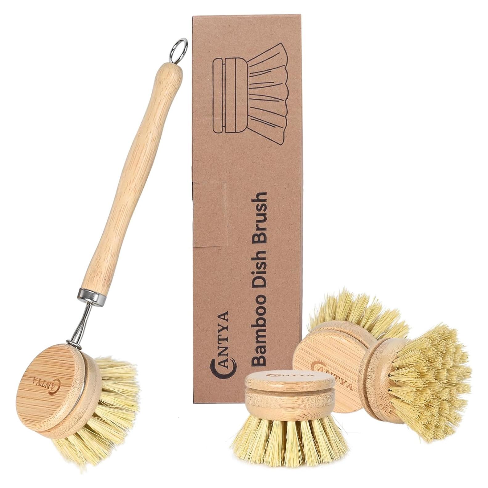 Cepillo de Platos de Bambú ANTYA con 4 Cabezas Reemplazables