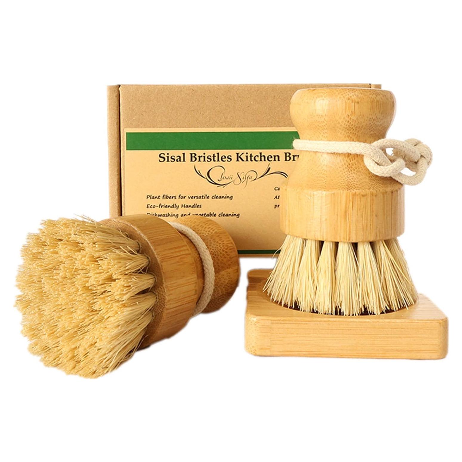 Juego de Cepillos de Cocina JouiiSiYa con Mango de Bambú y Sisal