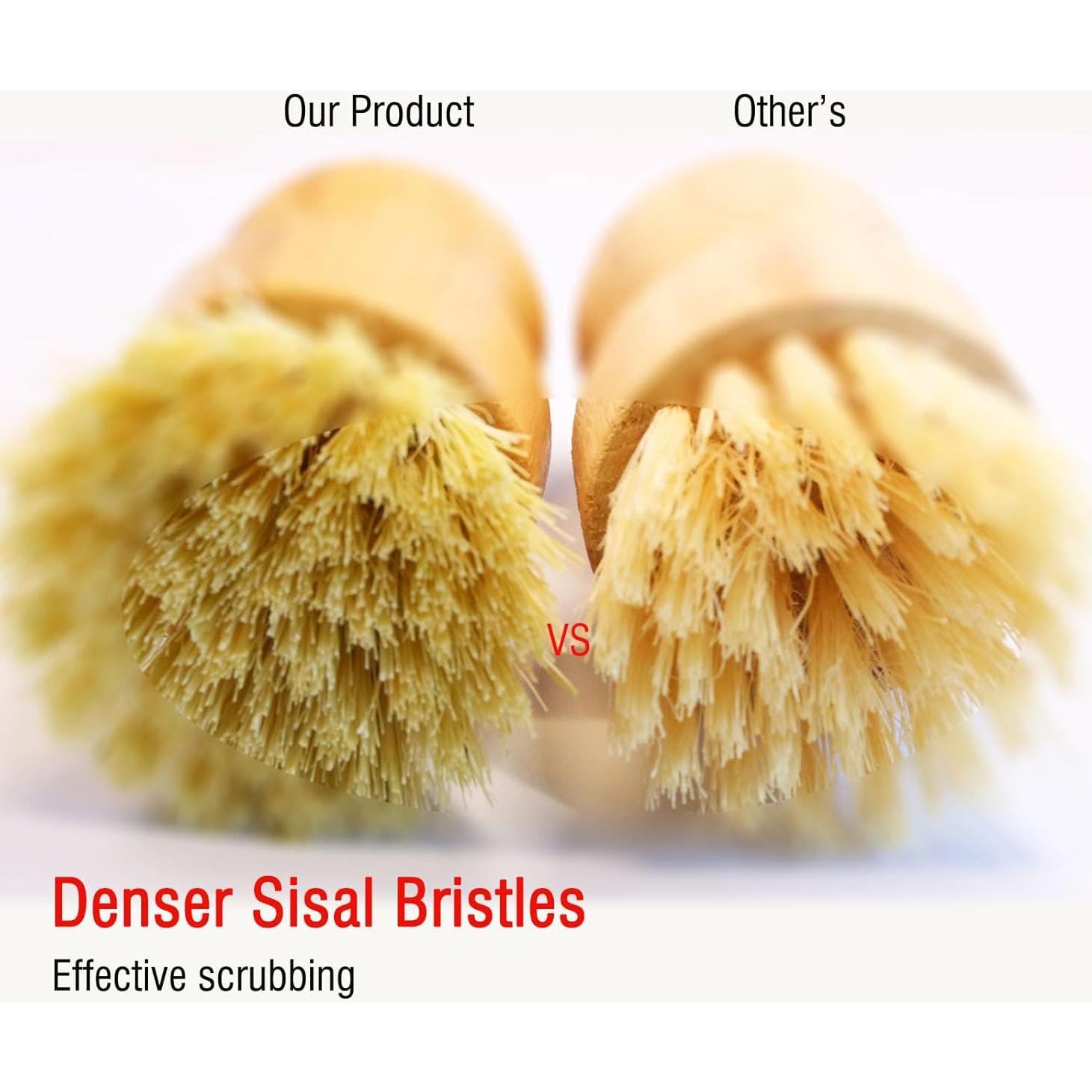 Juego de Cepillos de Cocina JouiiSiYa con Mango de Bambú y Sisal